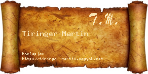 Tiringer Martin névjegykártya